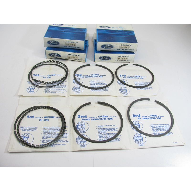 (4) NOS - OEM Ford C3AZ-6148-G Partial Piston Rings .020'' 1968-1993 302 351-V8