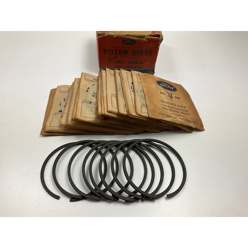 NOS - OEM Ford 81A-6149-F Engine Piston Rings .060'' 1932-1942 Flathead V8 90HP