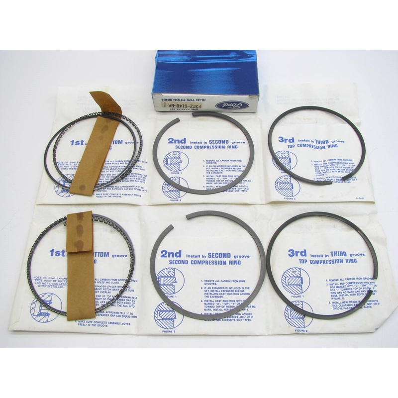 NOS OEM Ford F3TZ-6148-BA Piston Rings - DOES TWO PISTONS AS SHOWN