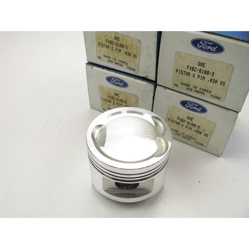 (4) NEW - OEM Ford F4BZ-6108-D Engine Pistons .030'' 1994-1997 Aspire 1.3L-L4