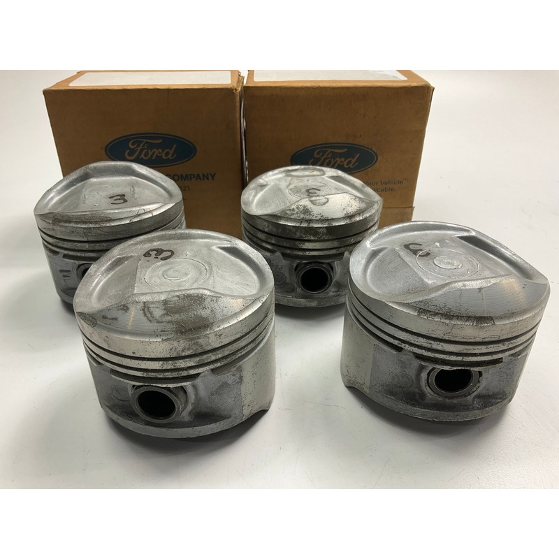 (4) NEW - OEM Ford F4CZ-6108-D Engine Piston - STD RED 95-96 Escort Tracer 1.9L