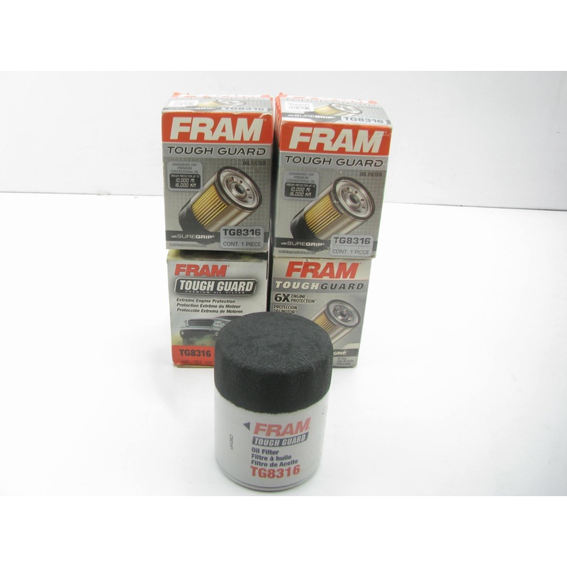 (4) Fram TG8316 Oil Filter Replaces YF09-14-302 FPP8316 F8CZ-6731-AA 5003558AA