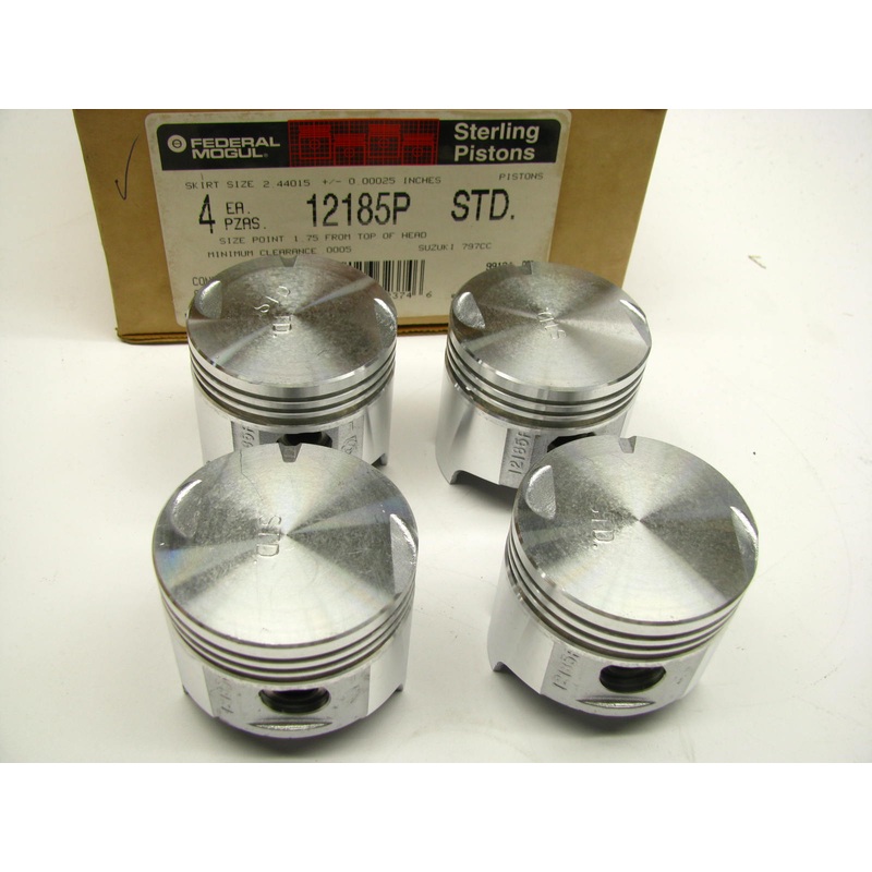 (4) Federal Mogul 12185P Engine Pistons - STD Size - For Suzuki F8A 0.8L 797cc
