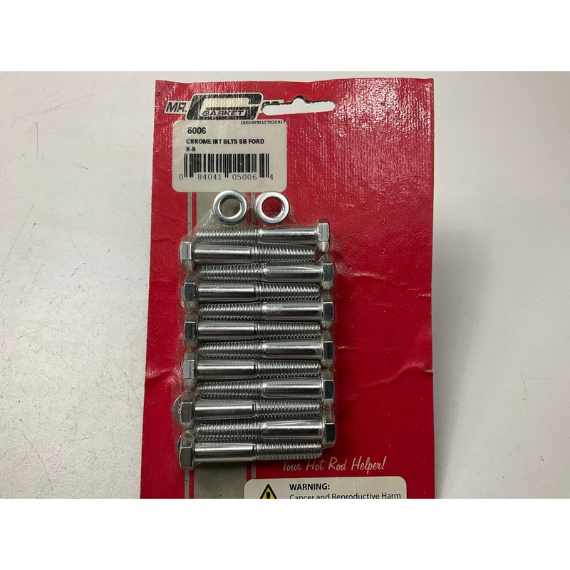 Mr Gasket 5006 Intake Manifold Bolts Steel Chrome Hex Head Ford Small Block SBF
