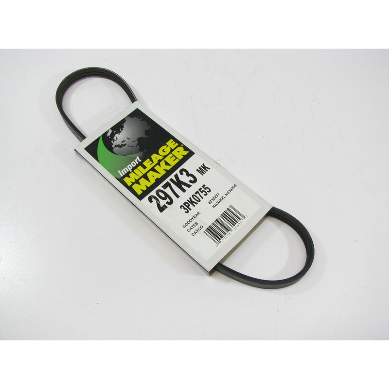 Mileage Maker 297K3 Serpentine Belt - 0.42'' X 29.50'' - 3 Ribs