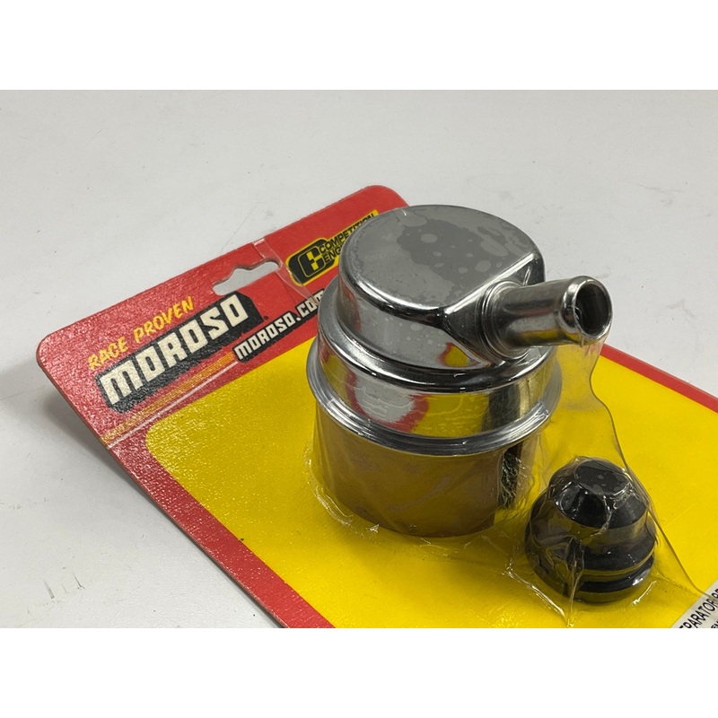 Moroso 68781 Chrome Oil Separator Breather Push-In Style 1.22'' W/ Rubber Grommet