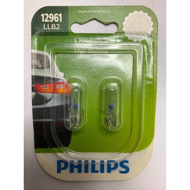 2 / PACK - Philips 12961LLB2 Longerlife License Plate Light Bulbs # 12961