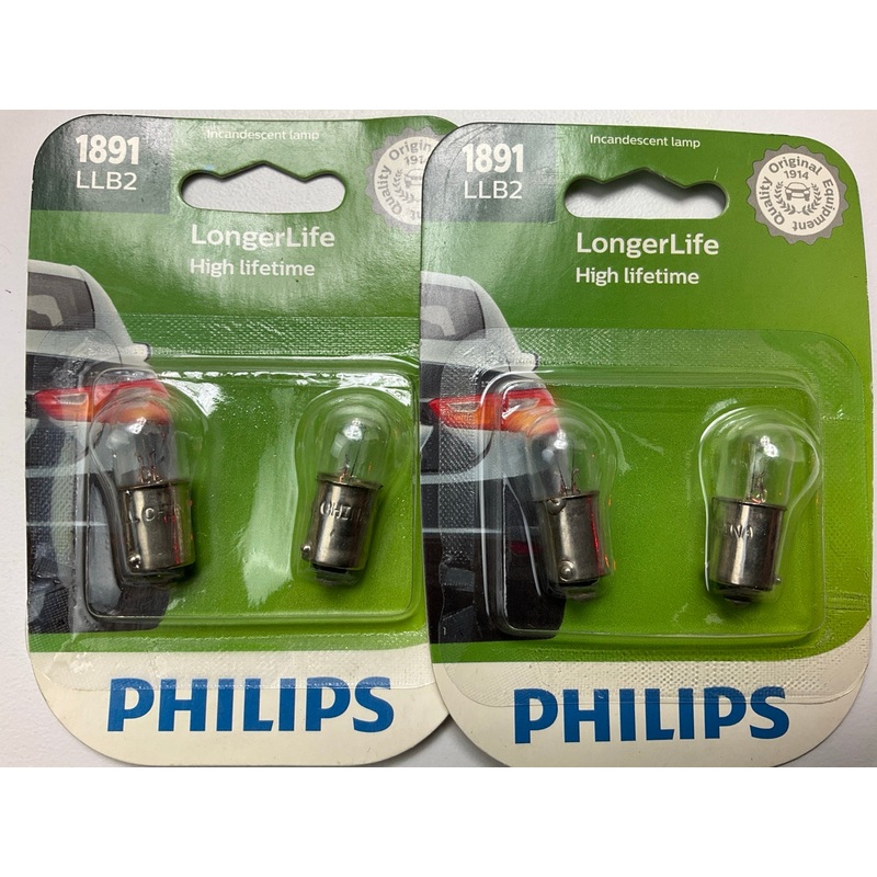 4 Bulbs Total - Philips 1891LLB2 Longerlife Glove Box Lamp Light Bulbs # 1891
