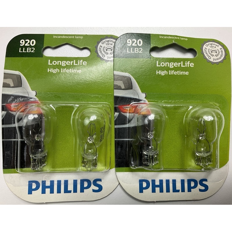 4 Bulbs Total - Philips 920LLB2 LongerLife Trunk Lamp Light Bulb 920