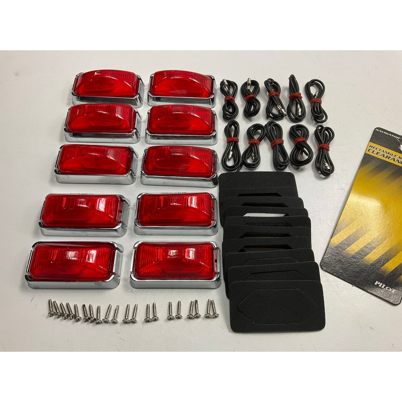 10 Pilot NV5027R Side Marker Trailer Lights, Red Surface Mount - 2-1/2'' X 1-1/4''