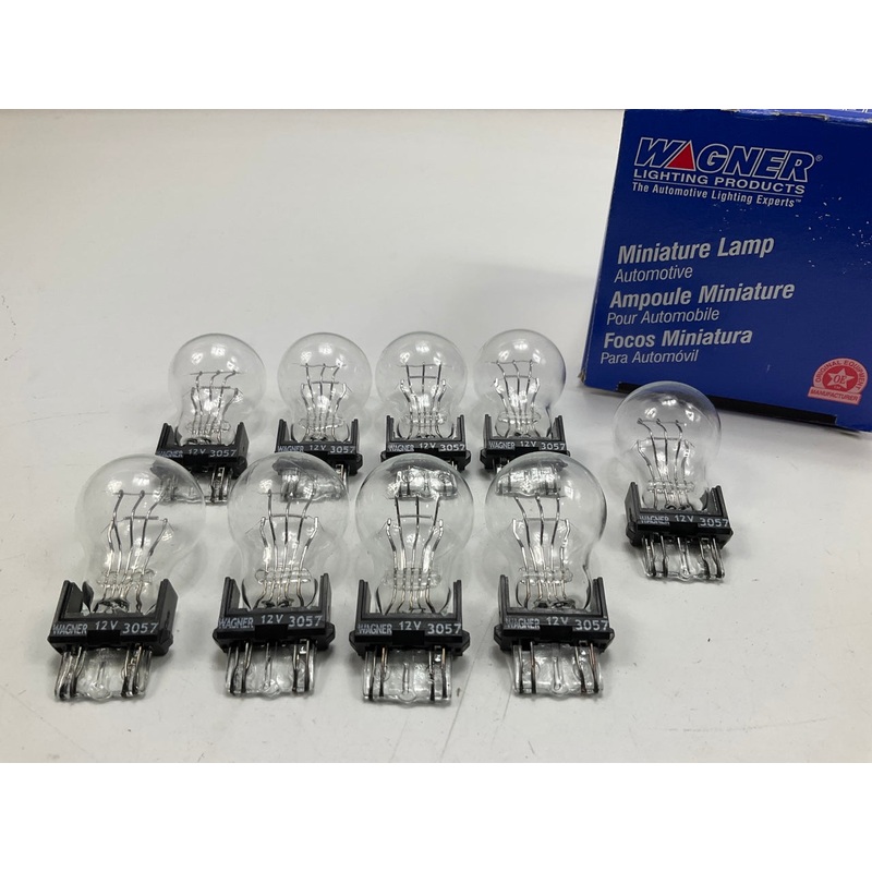 (9) Wagner 3057 Miniature Light Bulb - Double Contact Wedge GT-8