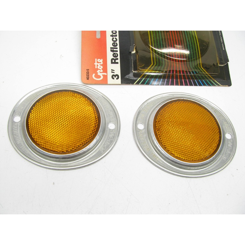 (x2) Grote 40233 Aluminum 3'' Two-Hole Mounting Reflectors Yellow