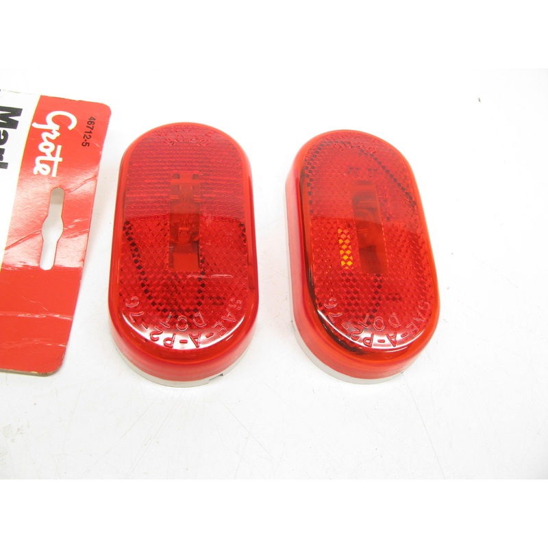 (x2) Grote 46712-5 Single-Bulb Oval Clearance Marker Lights RED