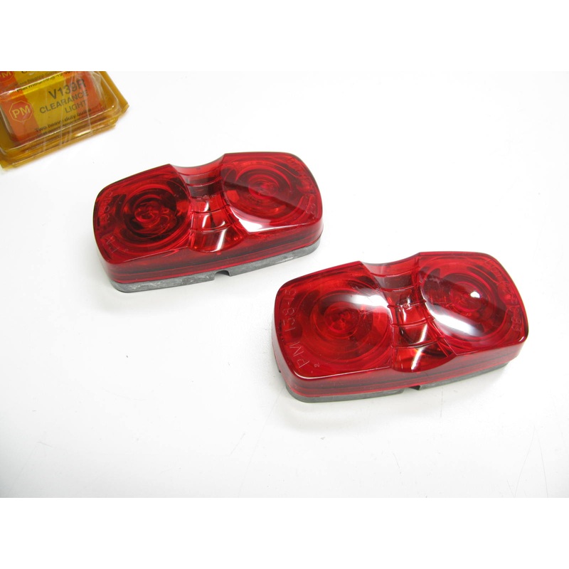 (x2) P-M V139R 2-bulb Double Bulls-eye Red Corner Clearance Marker Light