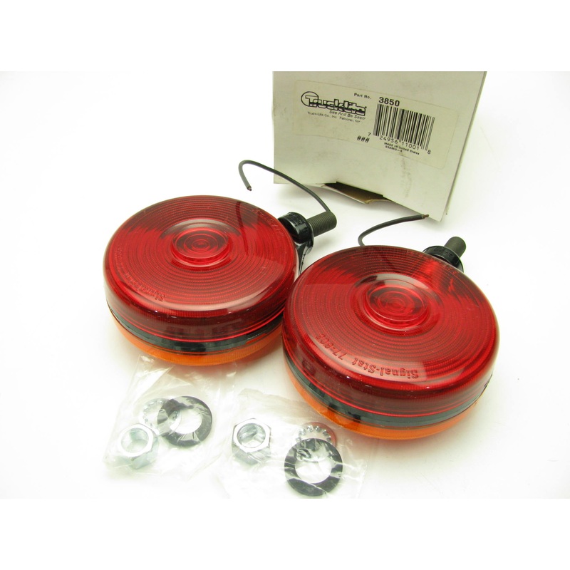 (x2) TRUCK-LITE 3850 - Pedestal Light -  Red/Yellow Round, Dual Face,