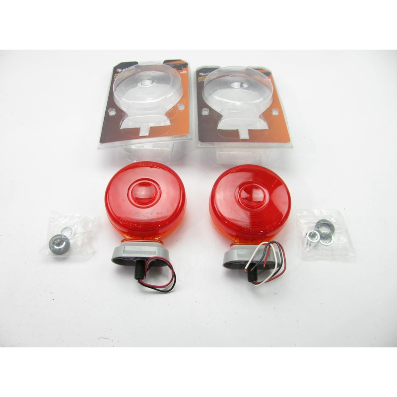 (x2) Truck-lite 3854D Knock Down, Incandescent, Red/Yellow Round, Pedestal Light