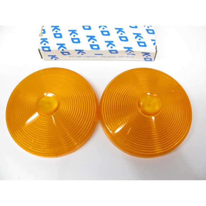 (x2) Vintage Kd Lamps 3231-011 - LS-323 Round Amber Light Lens PAIR