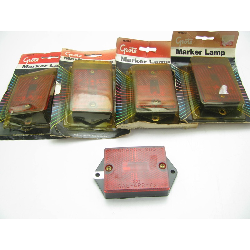 (x5) Grote46392-5 >  RED Rectangular Single-Bulb Clearance Marker Lights
