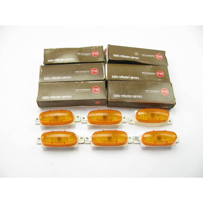 (x6)PETERSON MANUFACTURING 95A Amber Slimline Rail Mount Side Marker Lamp Lights