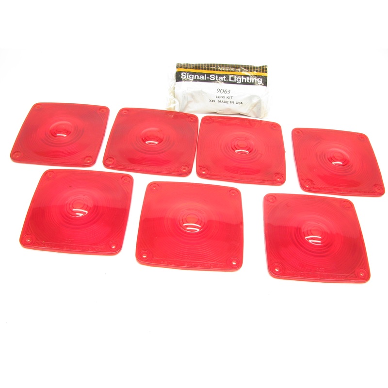 (x7) 9063 Signal-Stat Square Red Replacement Lens For Pedestal Lights 4-Screw
