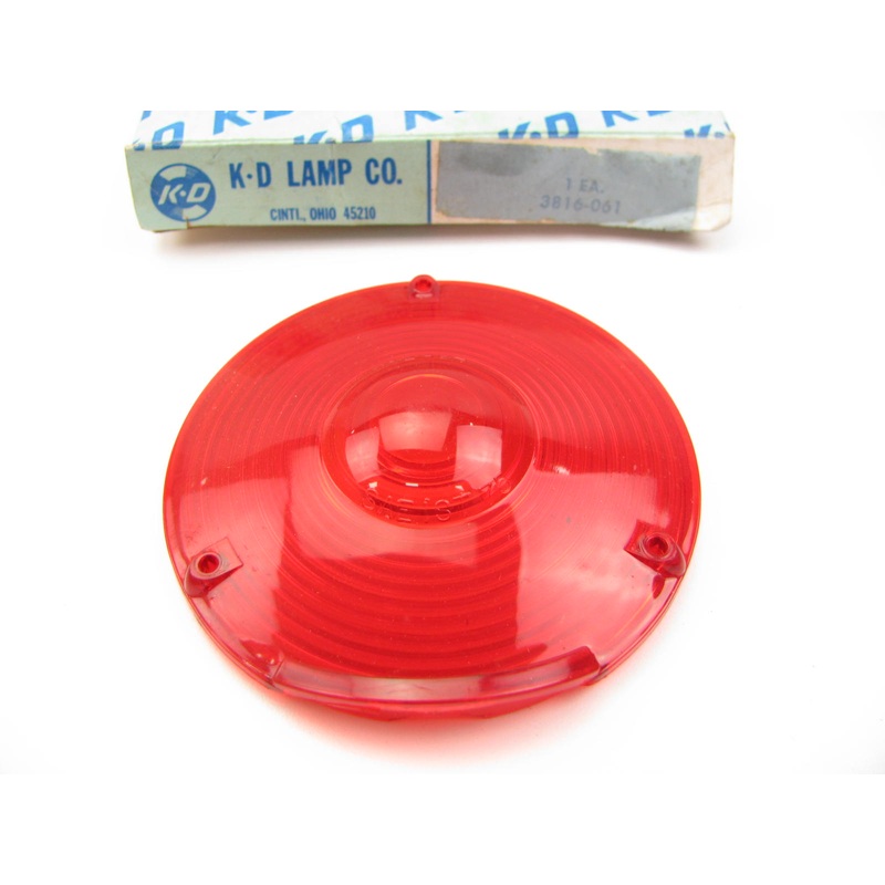 VINTAGE KD Lamps LS-381 RED Round 3-Screw Pedestal Light Lamp Lens 3816-061