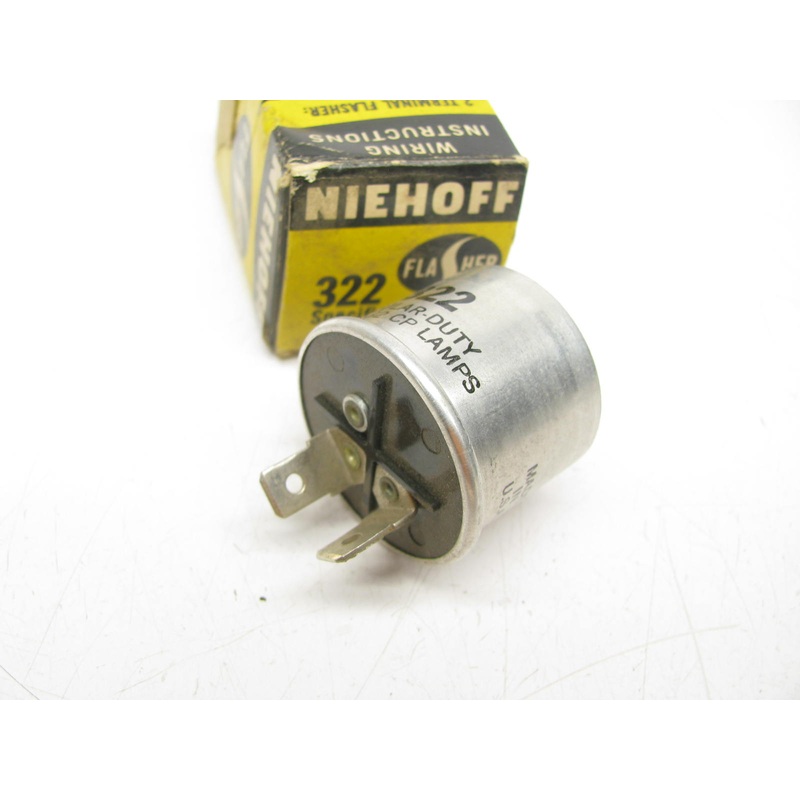 Vintage Niehoff 322 Turn Signal Flasher, 14 Amp  (2-3 Lamps, 2-6 Hazards)