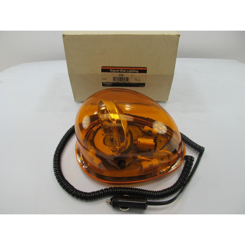 Vintage SIGNAL-STAT 333A AMBER Rotating Beacon Lamp With Magnetic Base, 12V Plug
