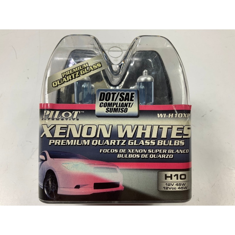 (2)pilot WIH10XP Xenon White H4 Coated Quartz Glass Light Bulbs, 12V 45W