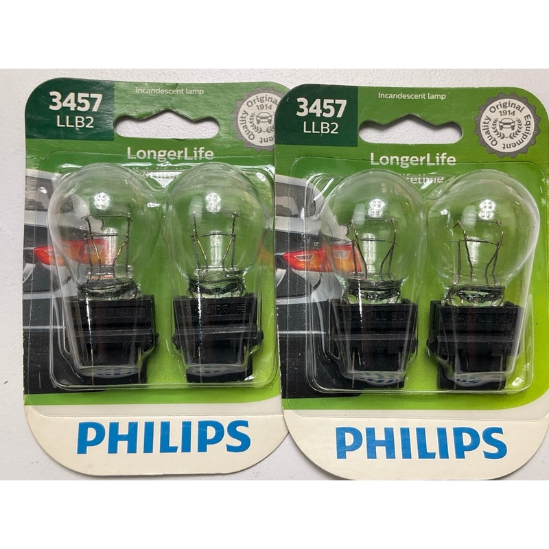 (4) Philips 3457LLB2 Longerlife Turn Signal / Brake Light Bulbs # 3457