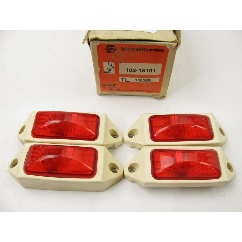 (4) Vintage NAPA 102-15101 RED Side Maker Lights W/rubber Base - Pack Of 4