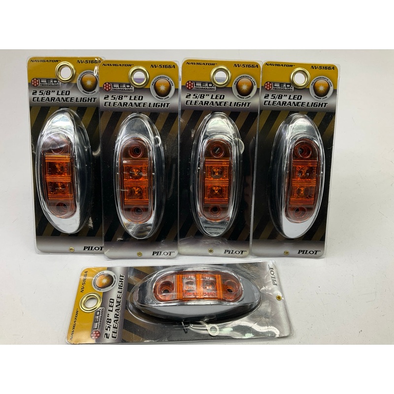 (5) Pilot NV-5166A LED Surface Mount Cab Marker Lamp Lights - 2-5/8'' Amber