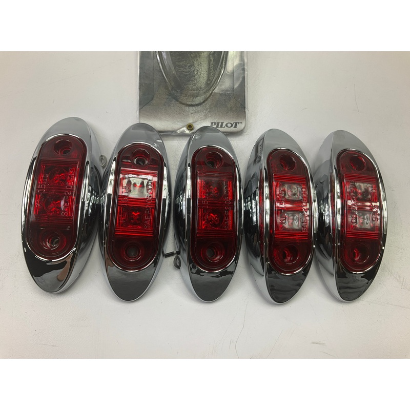 (5) Pilot NV-5166R Red Surface Mount LED Clearance Marker Light, 2.625'' Oval