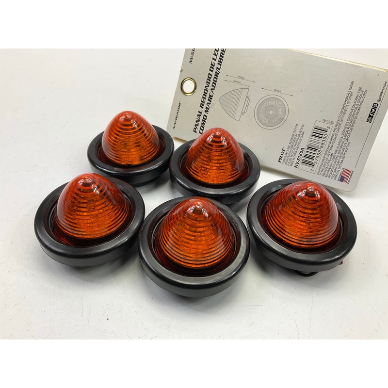 (5) Pilot NV5180A 2'' Amber Beehive Grommet Mount LED Clearance Marker Lights SET