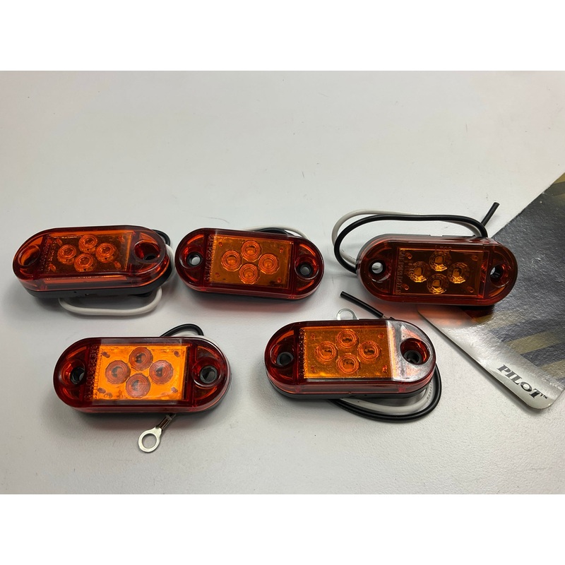 (5) Pilot NV5183A Oval Amber LED Light Marker Clearance Lamps 2.5'' X 1.1''