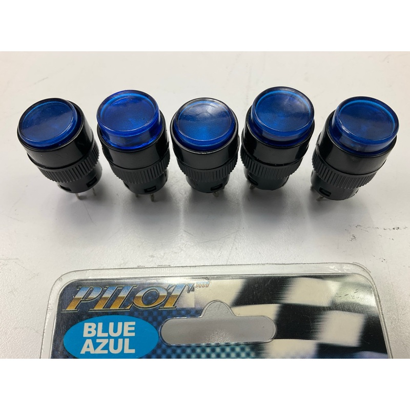 (5) PILOT PL-SW60B Push Button Blue LED On/Off Universal Switch, 12V