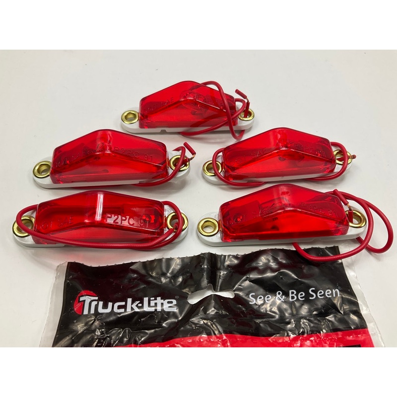 (5) Truck-Lite 1520-3 Red Cab Marker Trailer Side Marker Light Lamps, Slim