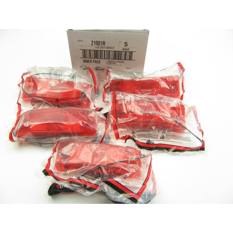(5) Truck-lite 21001R Incandescent Red Marker Clearance Lamps 2'' X 6'' 12V