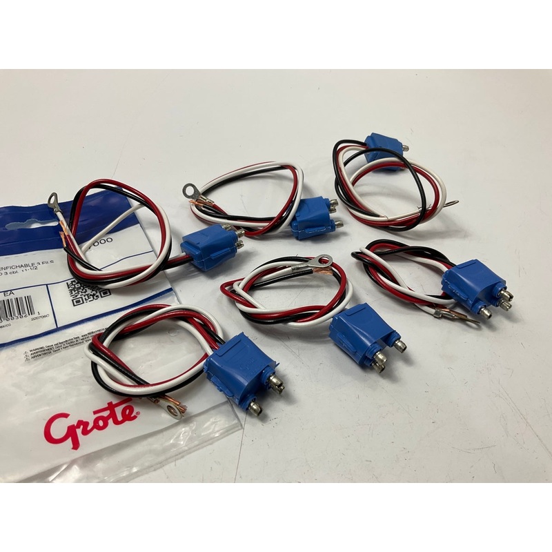 (6) Grote 67000 Stop Tail Turn Signal Light 3-Pin Three-Wire Plug-In Pigtails