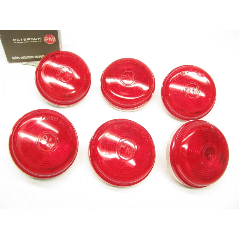 (6) Peterson Manufacturing 101R RED Round Trailer Side Marker Clearance Lights