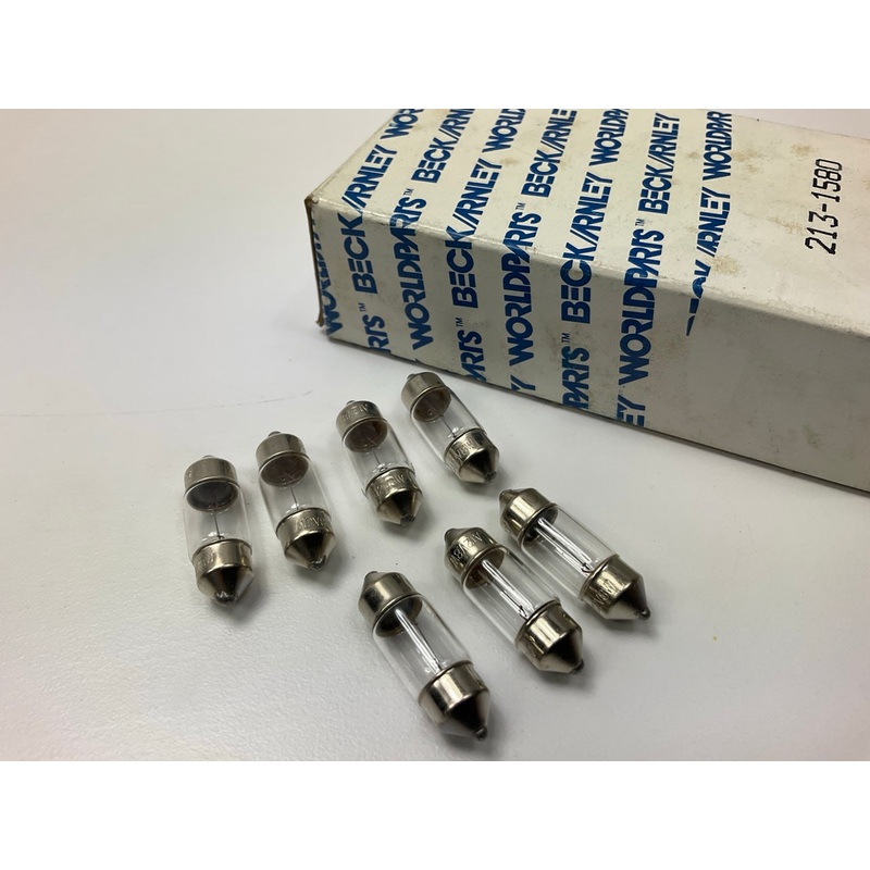 (7) Beck Arnley 213-1580 Dome Lamp Light Bulbs 8 Watts 8.5mm Base, 30mm Long