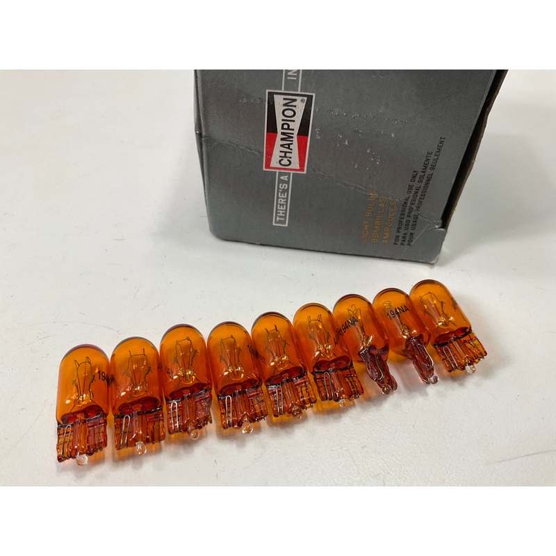 (9) Champion 194NA Multi-Purpose Miniature Light Bulbs, Amber # 194
