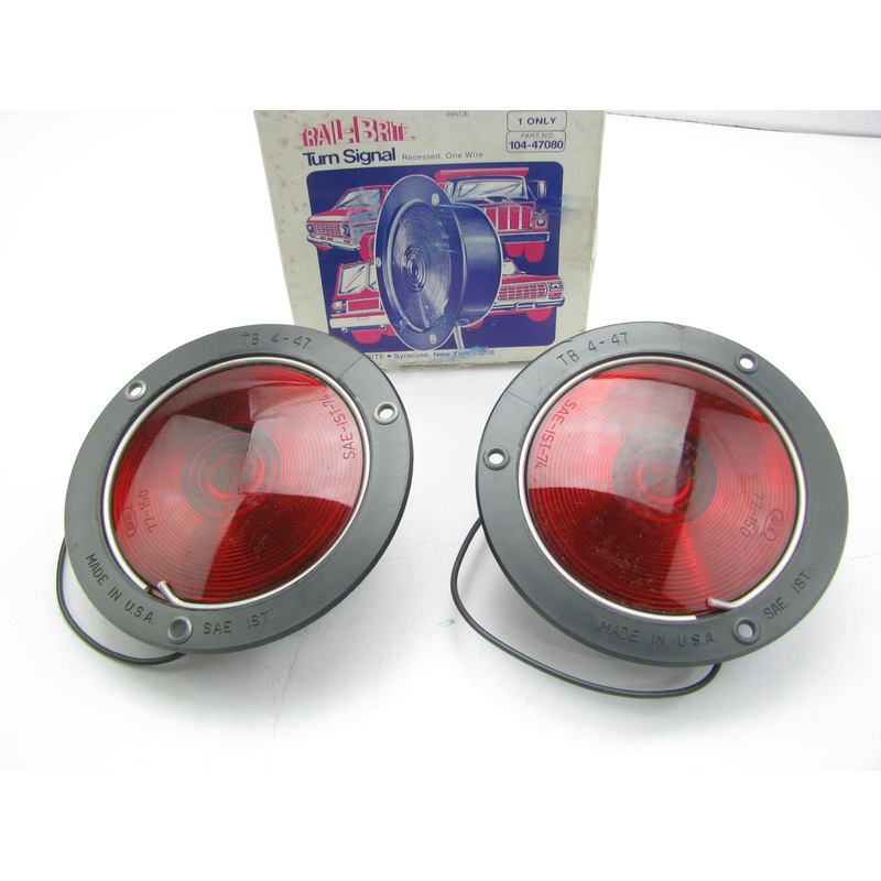 (2) Trail-brite 104-47080 Turn Signals Tail Lights 4'' Red Flush Mount