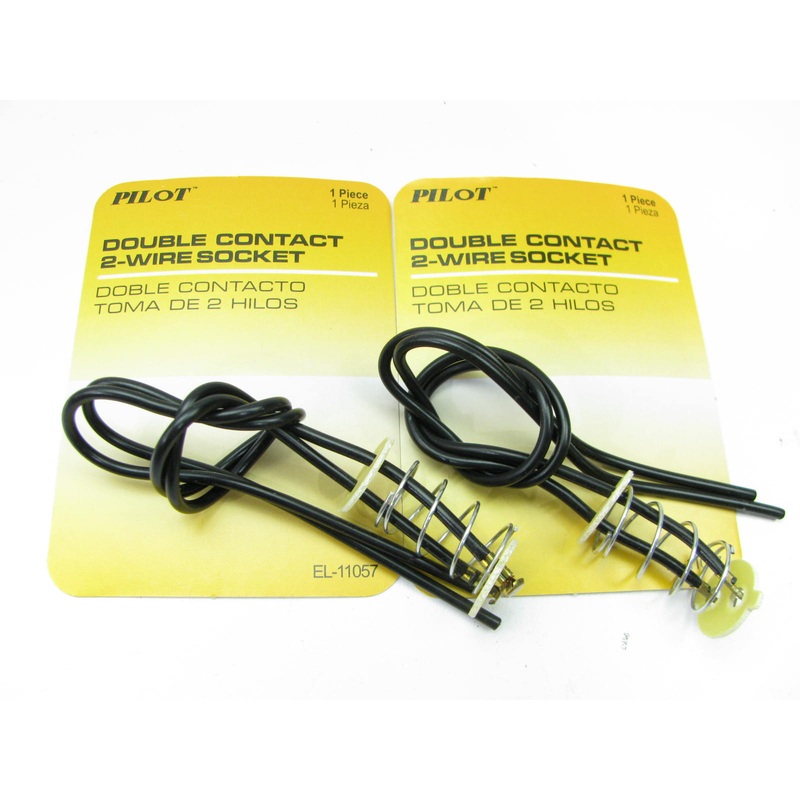 (2) Universal Double Contact Taillight Bulb Socket 2-Wire Pigtails For 1157 Bulb