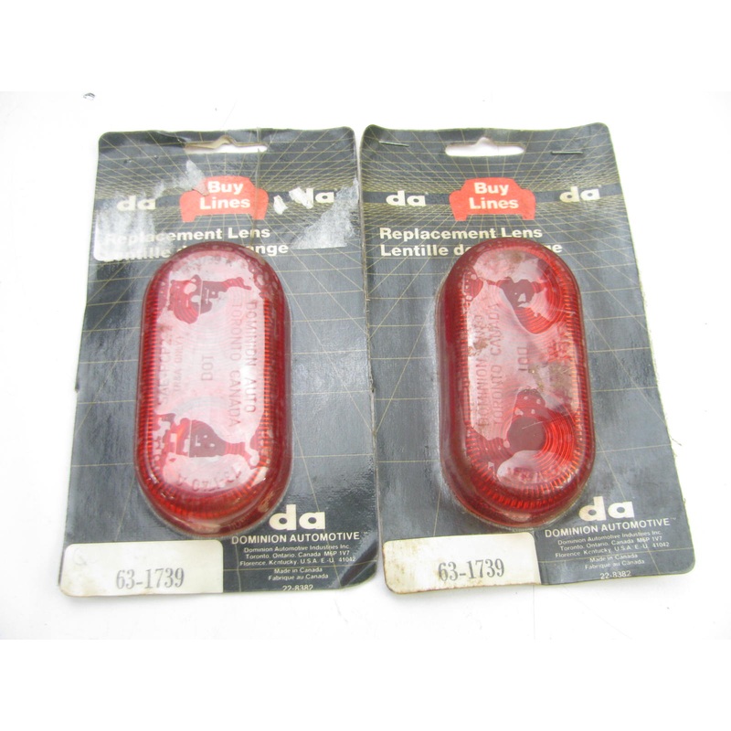 (2) Vintage Dominion 63-1739 Red Oval Side Marker Light LENS ONLY