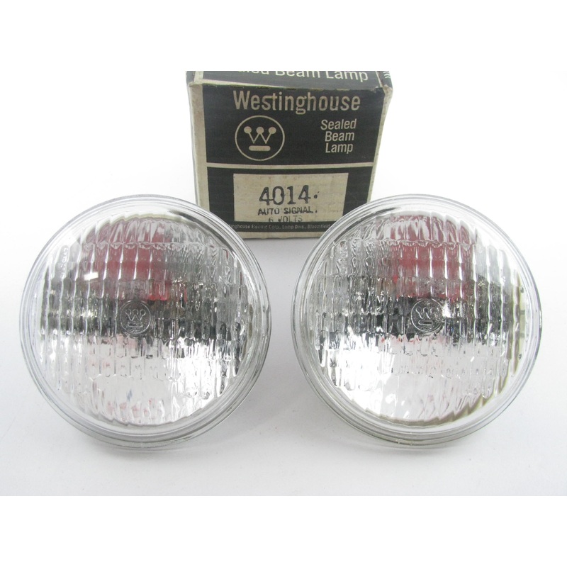 (2) VINTAGE Westinghouse 4014 Clear Lens Sealed Beam 4'' HeadLamp 6V HEAD LIGHT