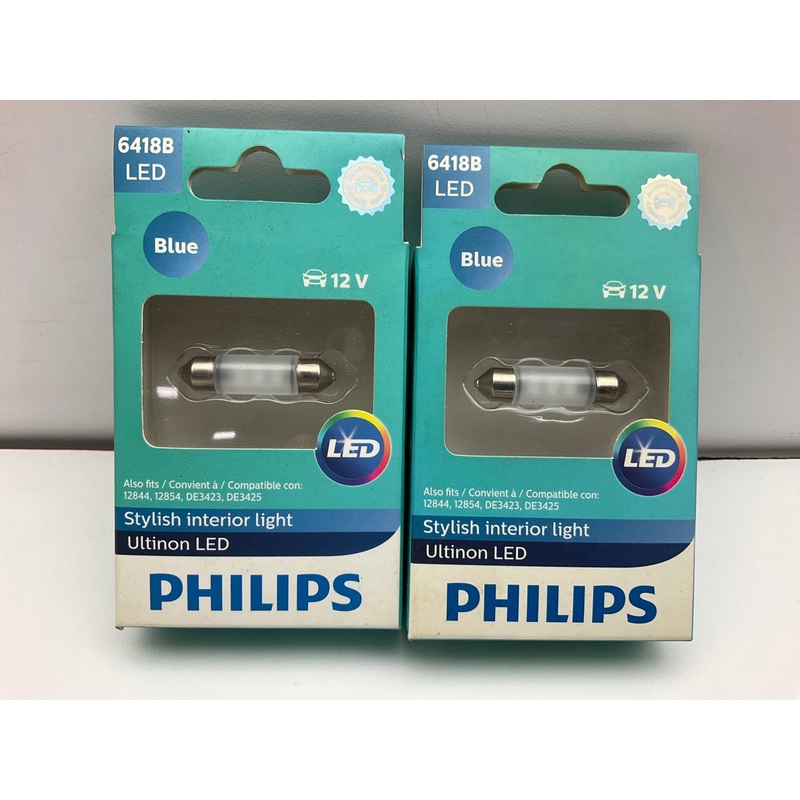 (2) Philips 6418BLED Ultinon LED BLUE Glove Box Lamp Light Bulb 6418