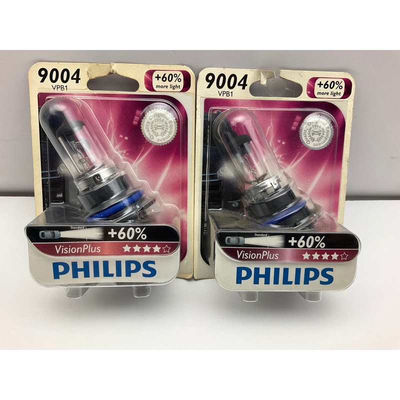 (2) Philips 9004VPB1 VisionPlus Headlamp Headlight Lamp Light Bulb 9004