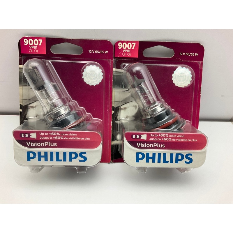 (2) Philips 9007VPB1 VisionPlus Headlamp Headlight Lamp Light Bulb 9007