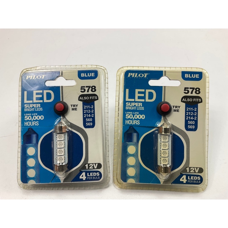 (2) Pilot Automotive IL-578B 12V Blue LED Dome Light Bulb