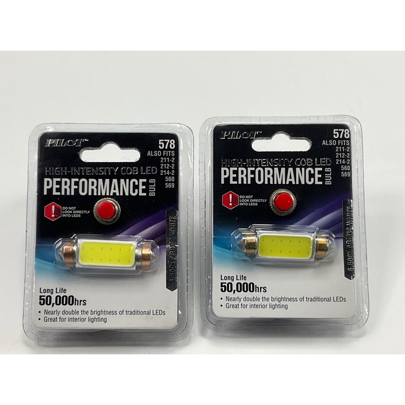 (2) Pilot ILC578AW High Intensity COB LED Light Bulbs, Replaces # 578 Bulb, 12V